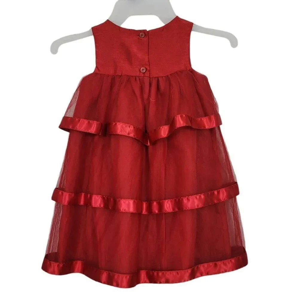 Gymboree Red‎ Tiered Ruffle Tulle Maxi Dress Toddler Girls Sz 2T Party Christmas